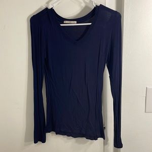 V-neck navy blue long sleeve